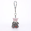 Handmade Fabric Bear Bag Charm Keychain - Plush Animal Hanging Accessory