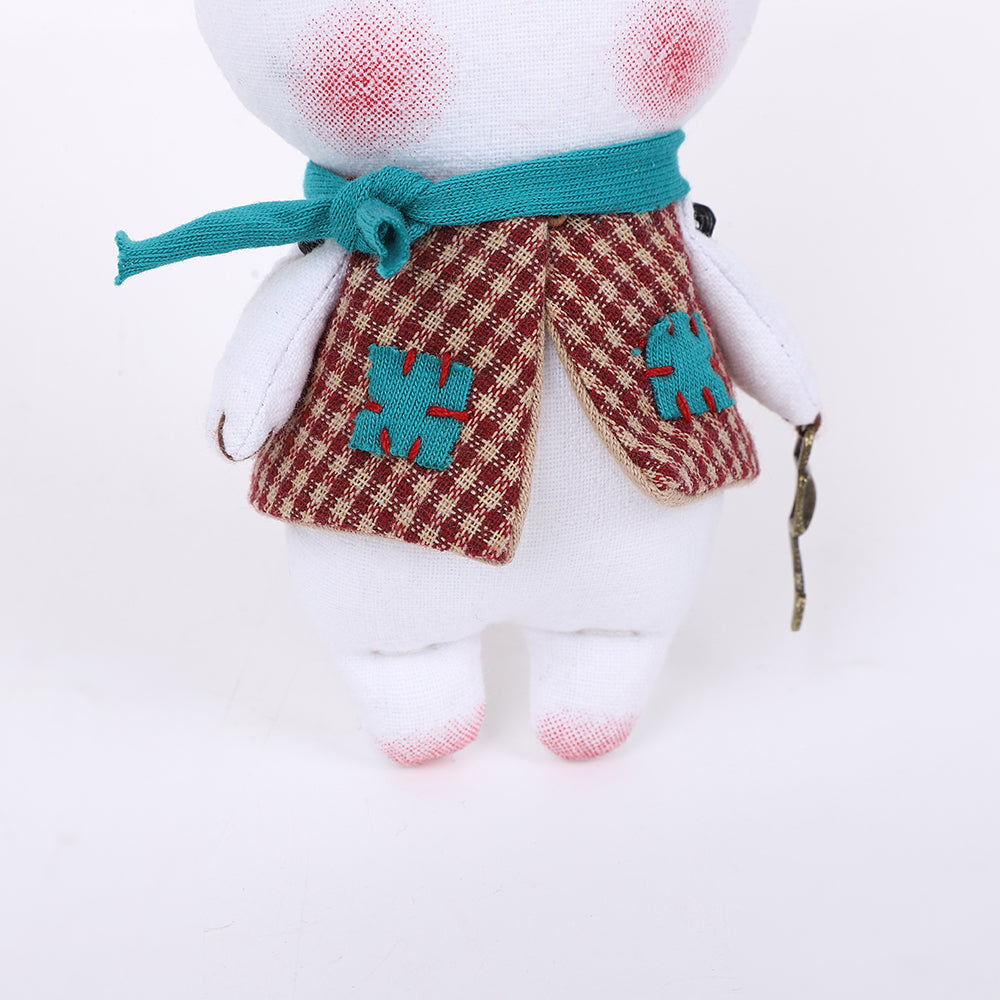 Handmade Fabric White Bear Bag Charm Keychain - Cute Plush Hanging Accessory