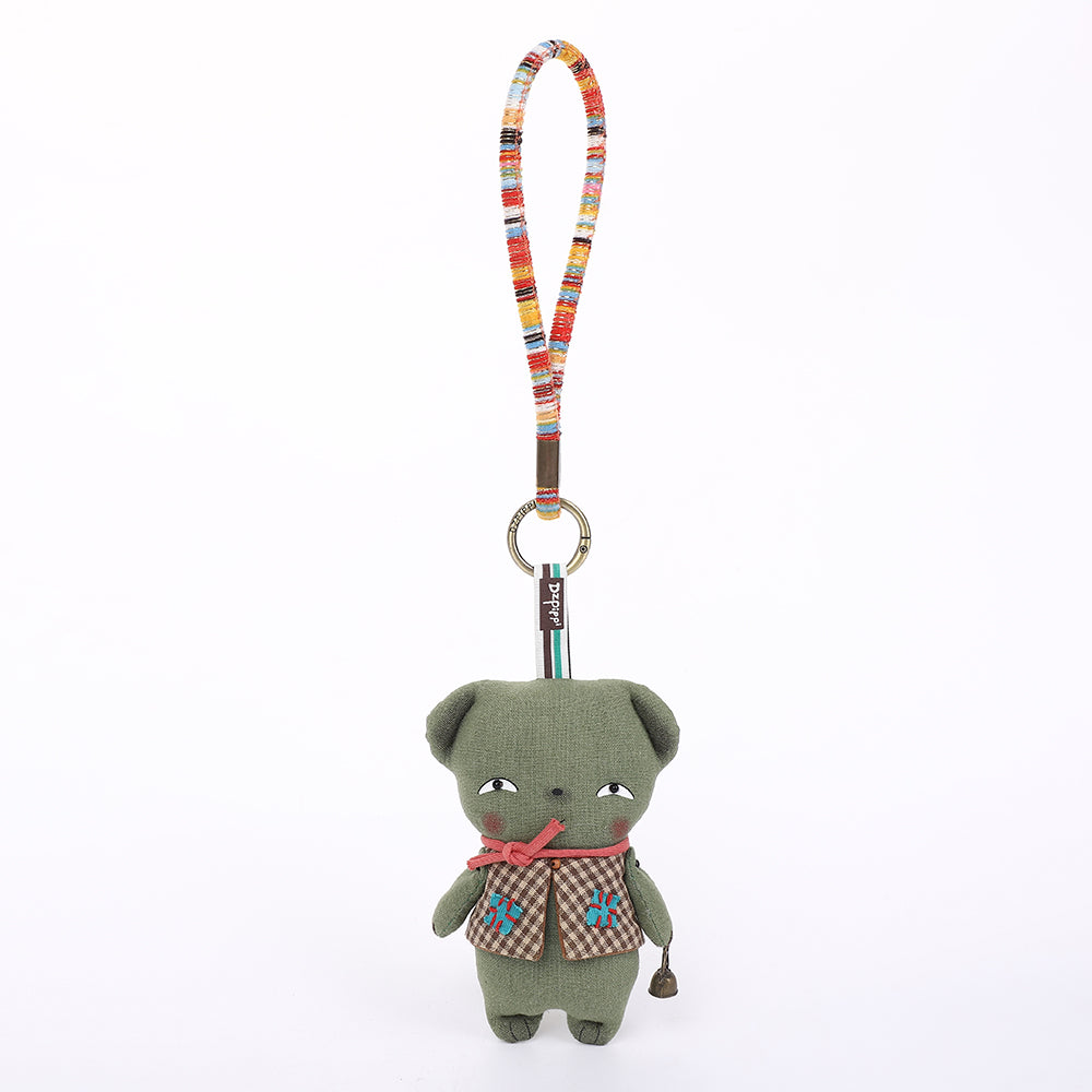 Handmade Fabric White Bear Bag Charm Keychain - Cute Plush Hanging Accessory