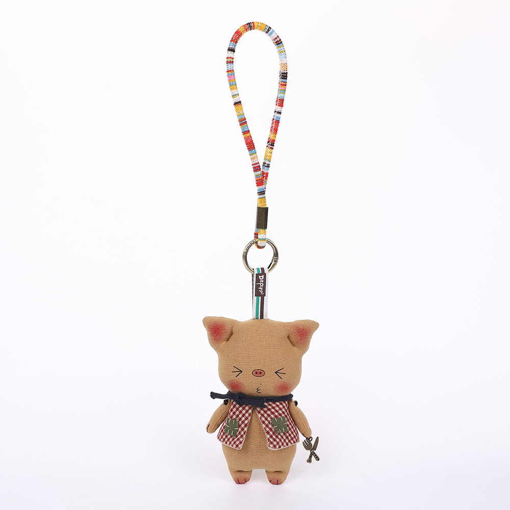 Handmade Fabric White Bear Bag Charm Keychain - Cute Plush Hanging Accessory