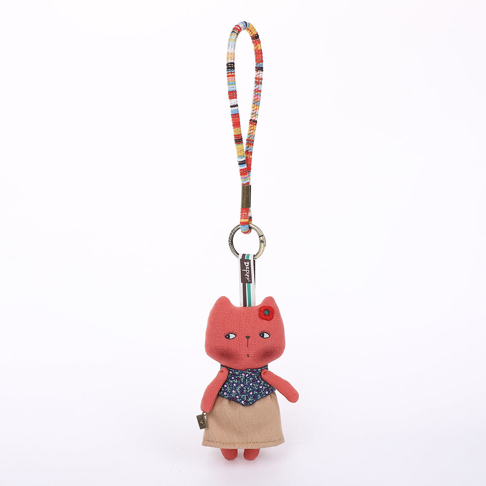 Handmade Fabric White Bear Bag Charm Keychain - Cute Plush Hanging Accessory
