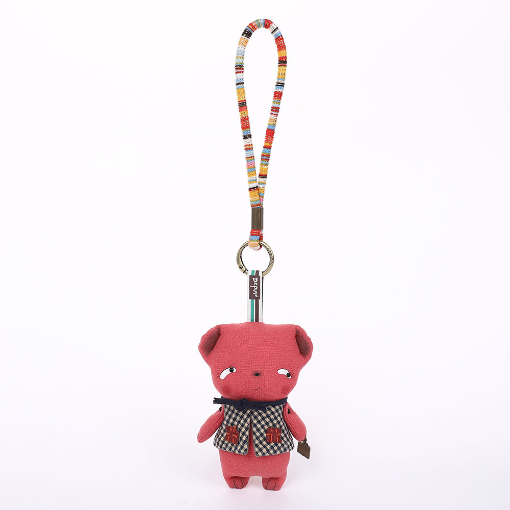 Handmade Fabric White Bear Bag Charm Keychain - Cute Plush Hanging Accessory