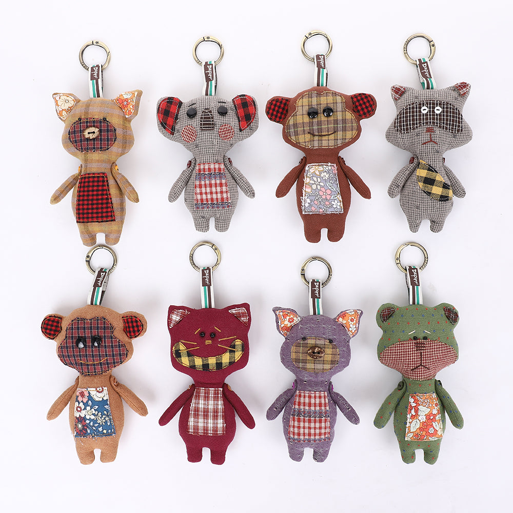 Handmade Fabric Animal Bag Charm Keychain Assortment - Cute Plush Hanging Accessories