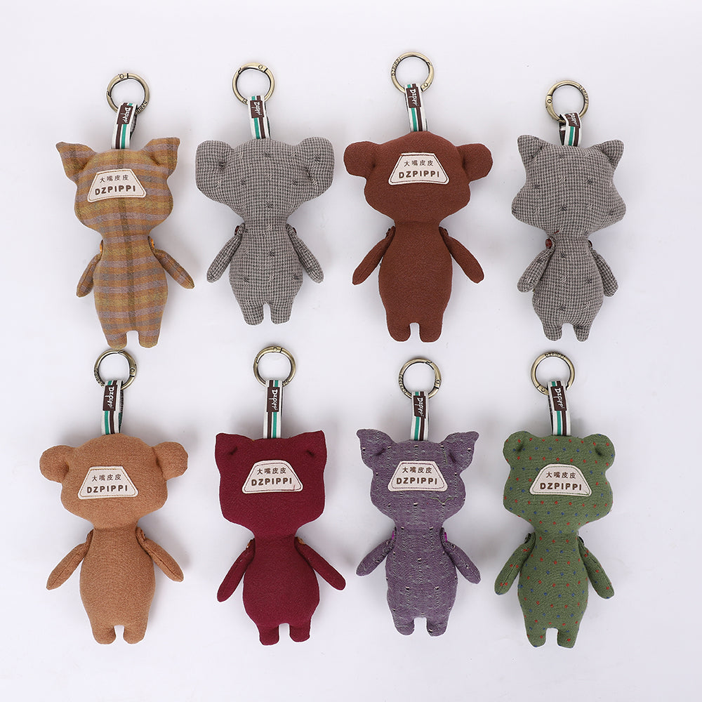 Handmade Fabric Animal Bag Charm Keychain Assortment - Cute Plush Hanging Accessories
