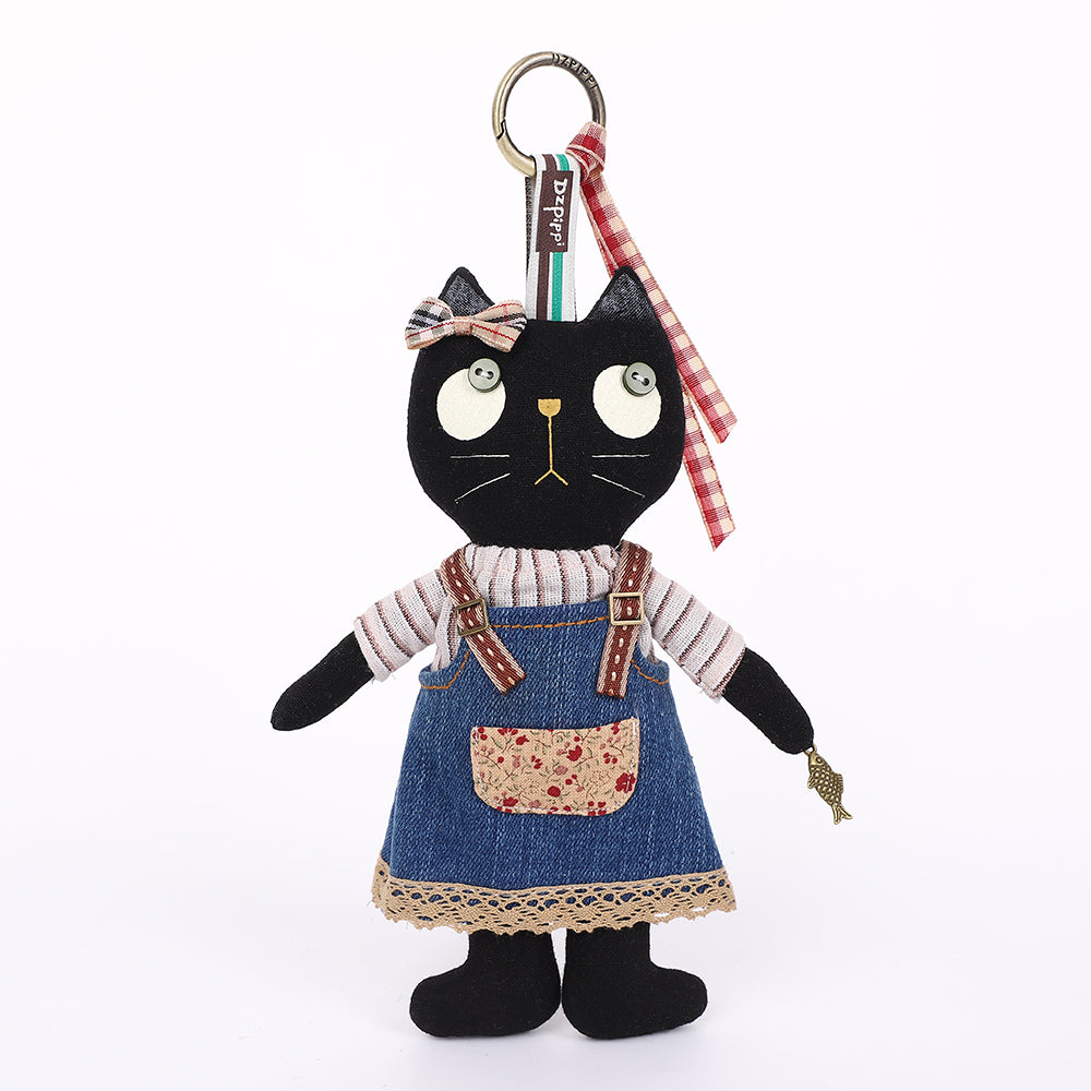 Handmade Fabric Cat Bag Charm Keychain Assortment - Cute Plush Hanging Accessories