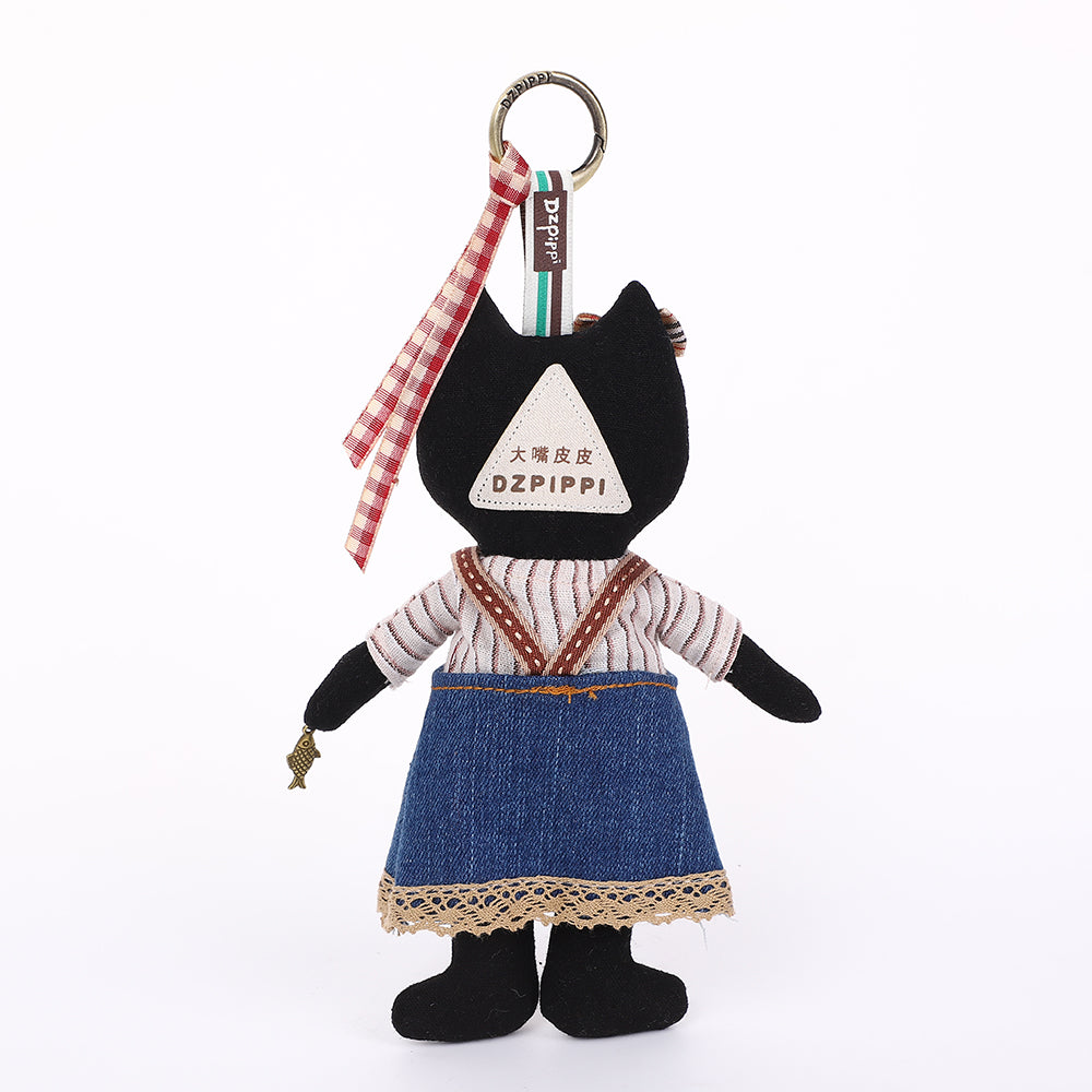 Handmade Fabric Cat Bag Charm Keychain Assortment - Cute Plush Hanging Accessories