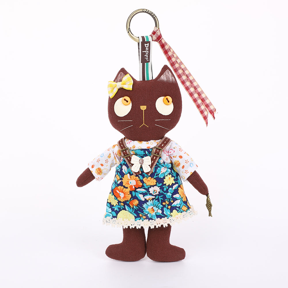 Handmade Fabric Cat Bag Charm Keychain Assortment - Cute Plush Hanging Accessories