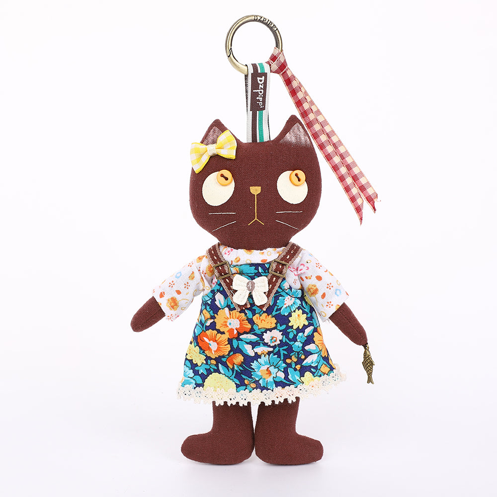 Handmade Fabric Cat Bag Charm Keychain Assortment - Cute Plush Hanging Accessories