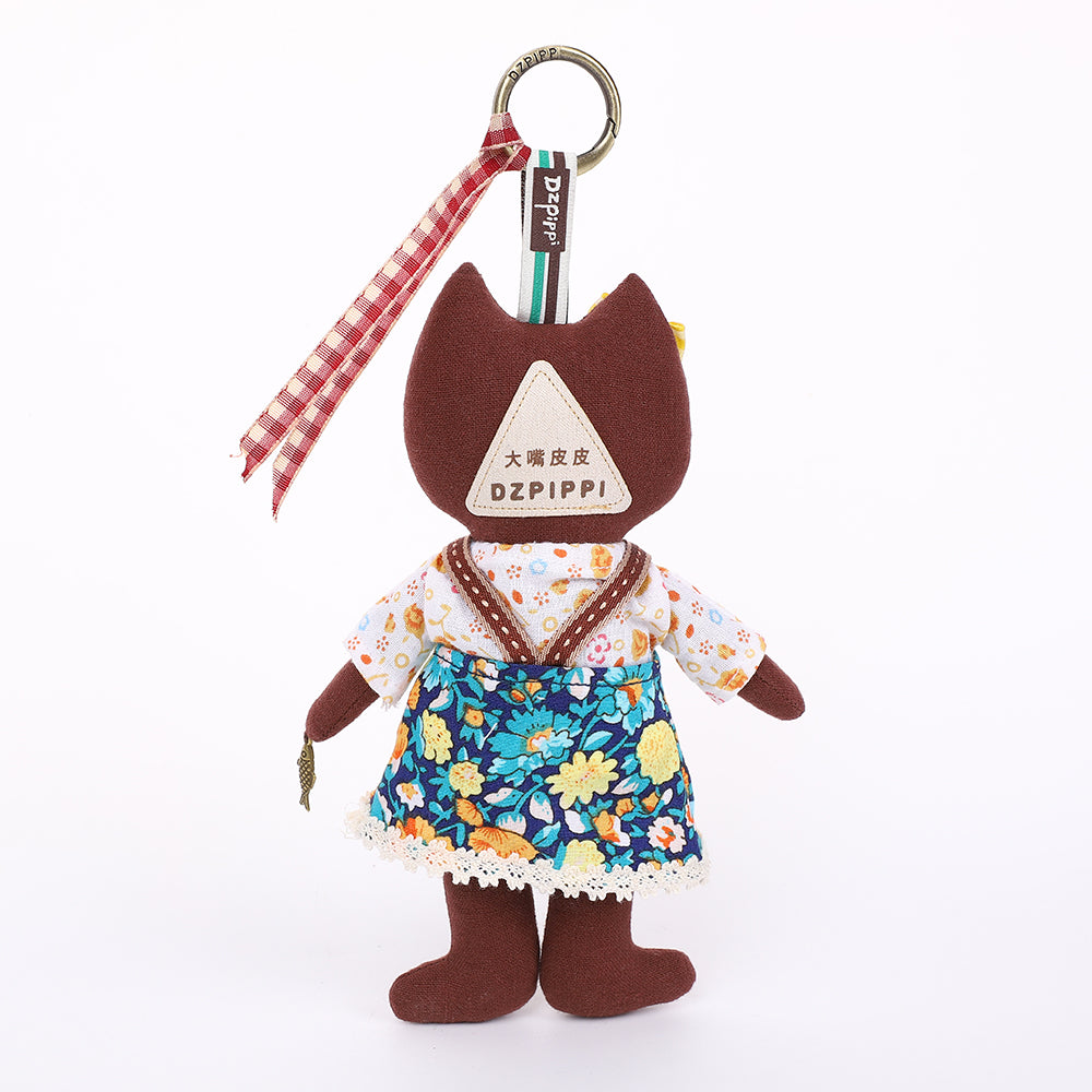 Handmade Fabric Cat Bag Charm Keychain Assortment - Cute Plush Hanging Accessories