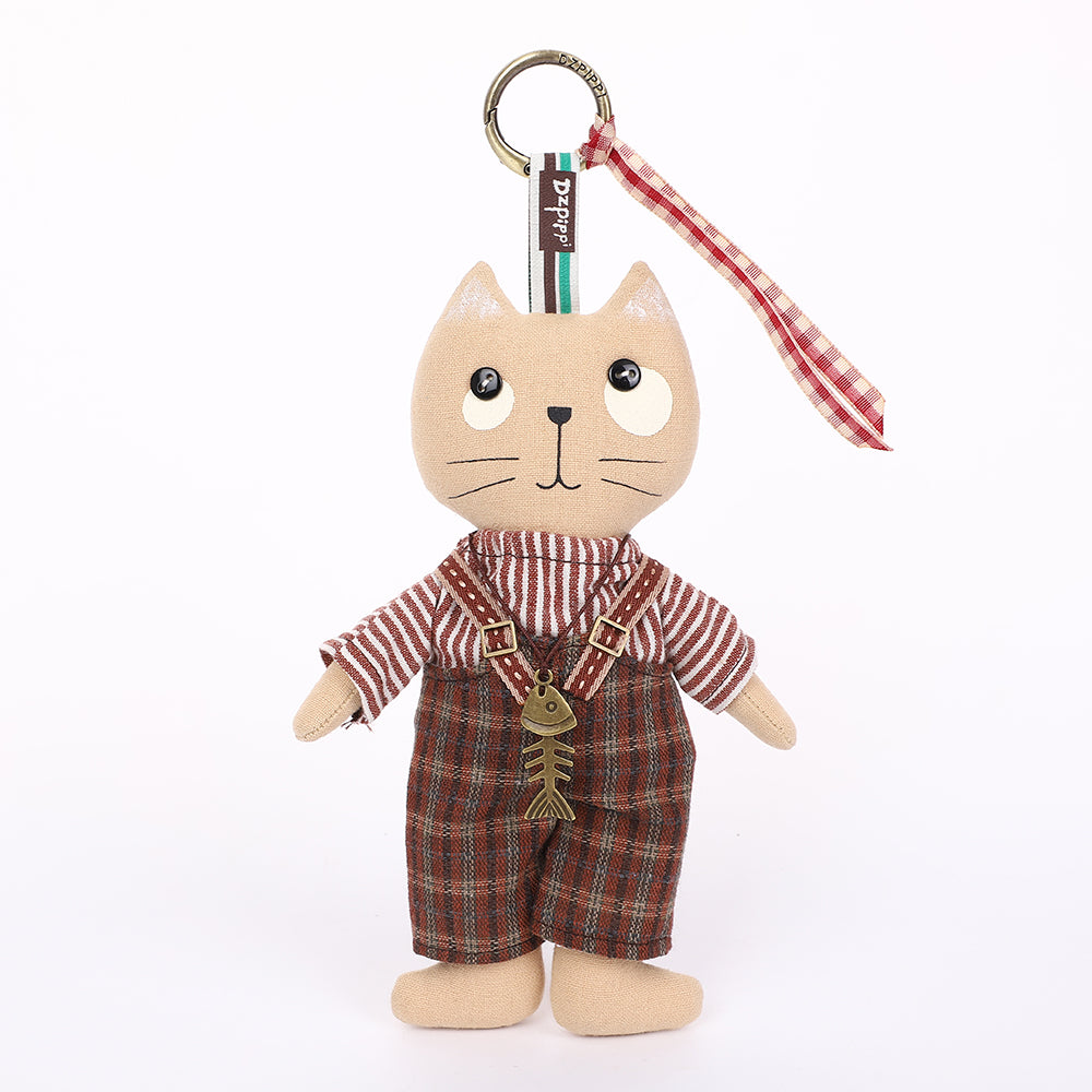 Handmade Fabric Cat Bag Charm Keychain Assortment - Cute Plush Hanging Accessories