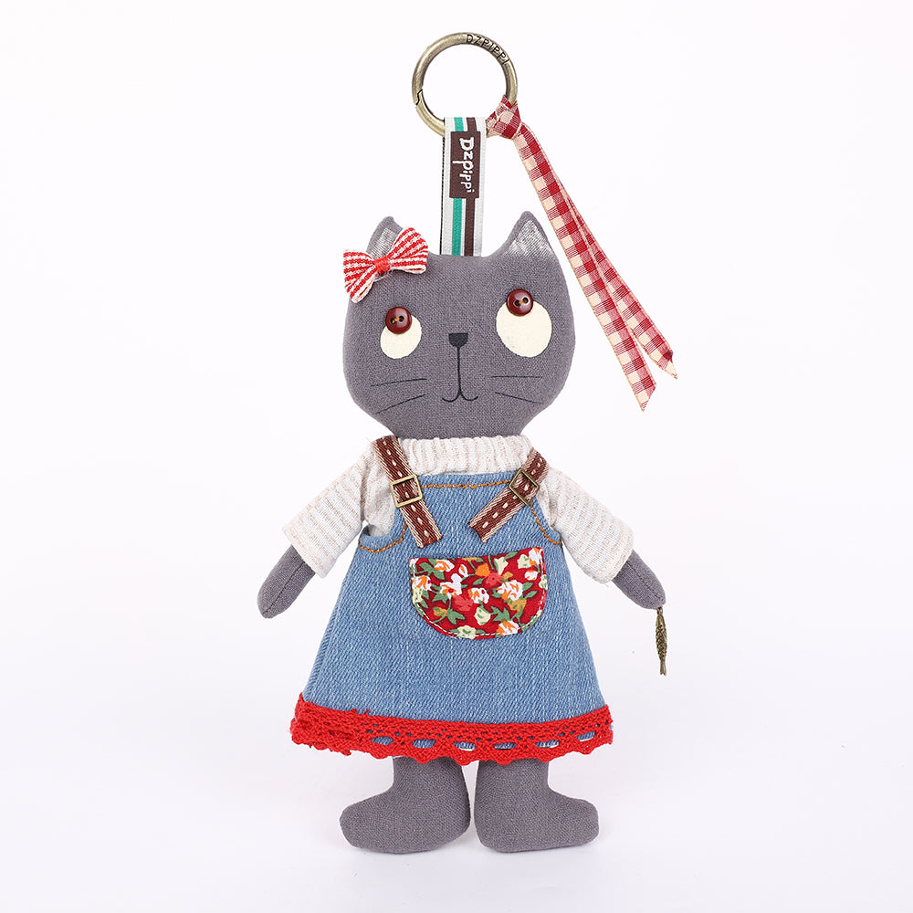 Handmade Fabric Cat Bag Charm Keychain Assortment - Cute Plush Hanging Accessories