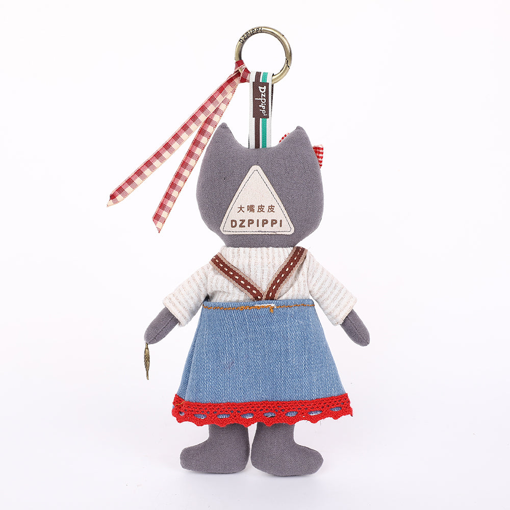 Handmade Fabric Cat Bag Charm Keychain Assortment - Cute Plush Hanging Accessories