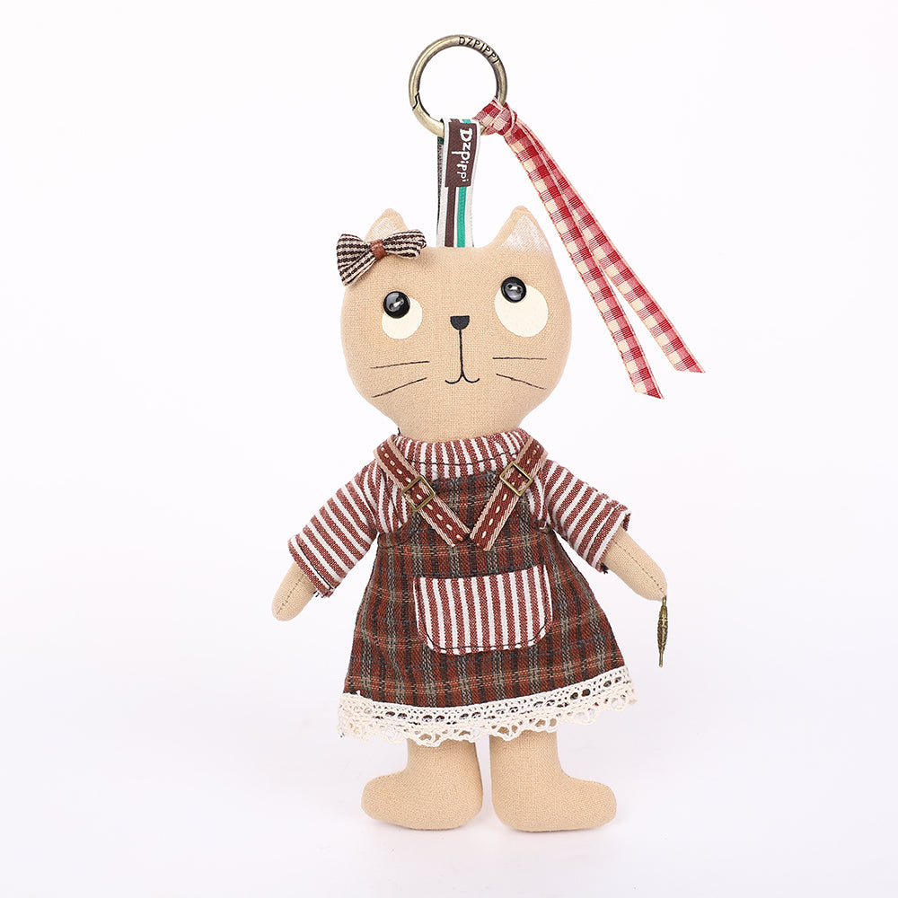 Handmade Fabric Cat Bag Charm Keychain Assortment - Cute Plush Hanging Accessories