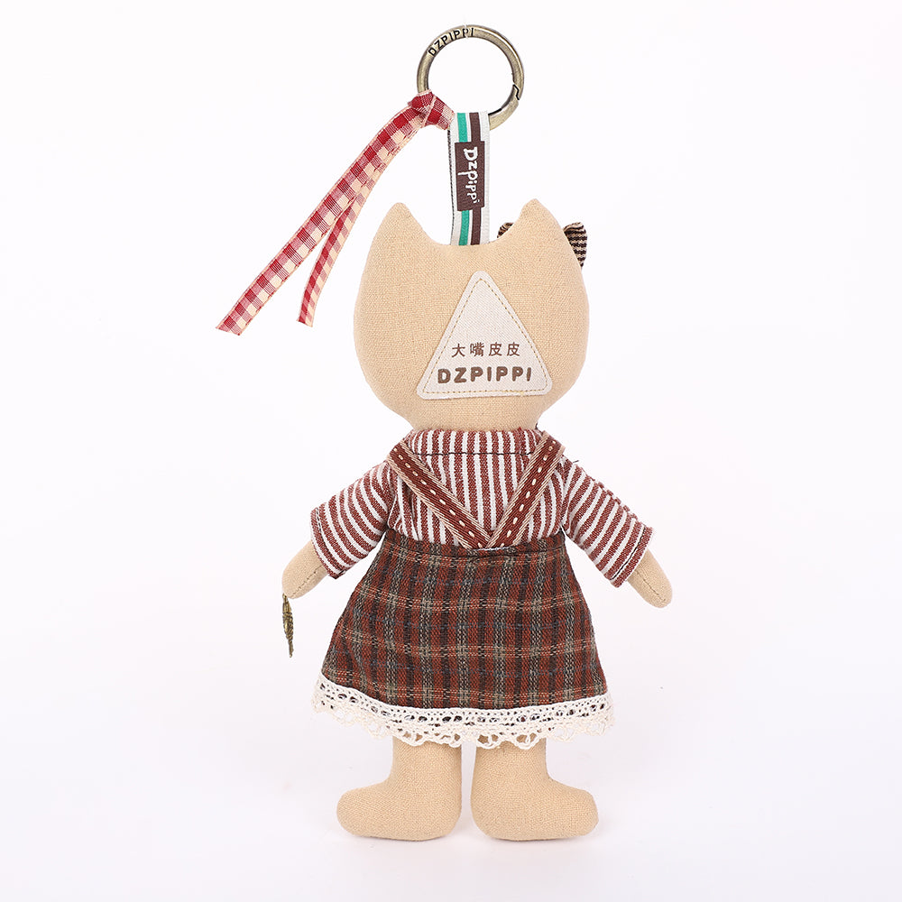 Handmade Fabric Cat Bag Charm Keychain Assortment - Cute Plush Hanging Accessories