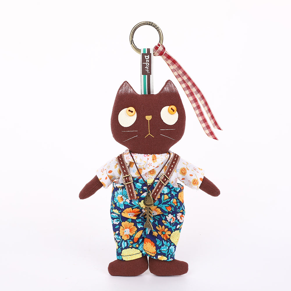 Handmade Fabric Cat Bag Charm Keychain Assortment - Cute Plush Hanging Accessories