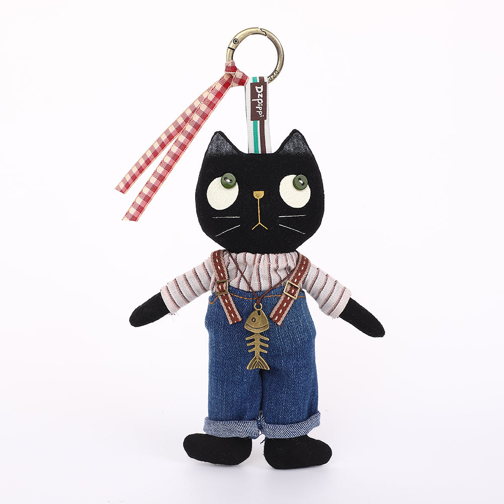Handmade Fabric Cat Bag Charm Keychain Assortment - Cute Plush Hanging Accessories