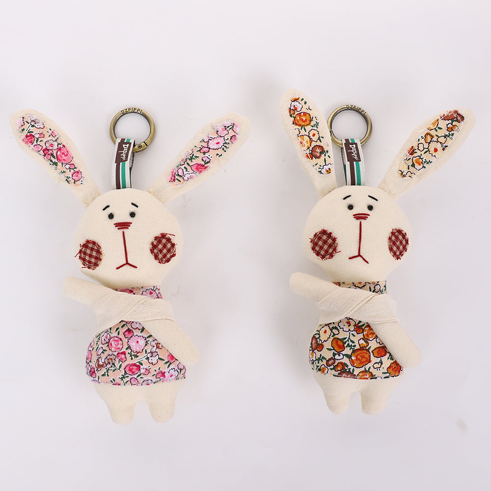 Handmade Fabric Bunny Keychain - Cute Rabbit Bag Charm, 1 Pc