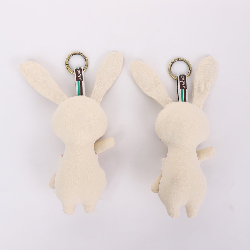 Handmade Fabric Bunny Keychain - Cute Rabbit Bag Charm, 1 Pc