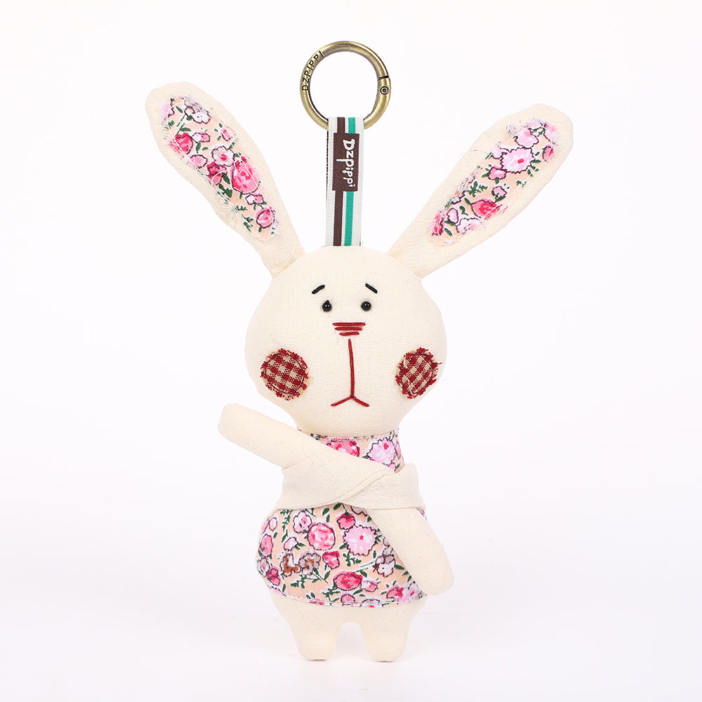 Handmade Fabric Bunny Keychain - Cute Rabbit Bag Charm, 1 Pc