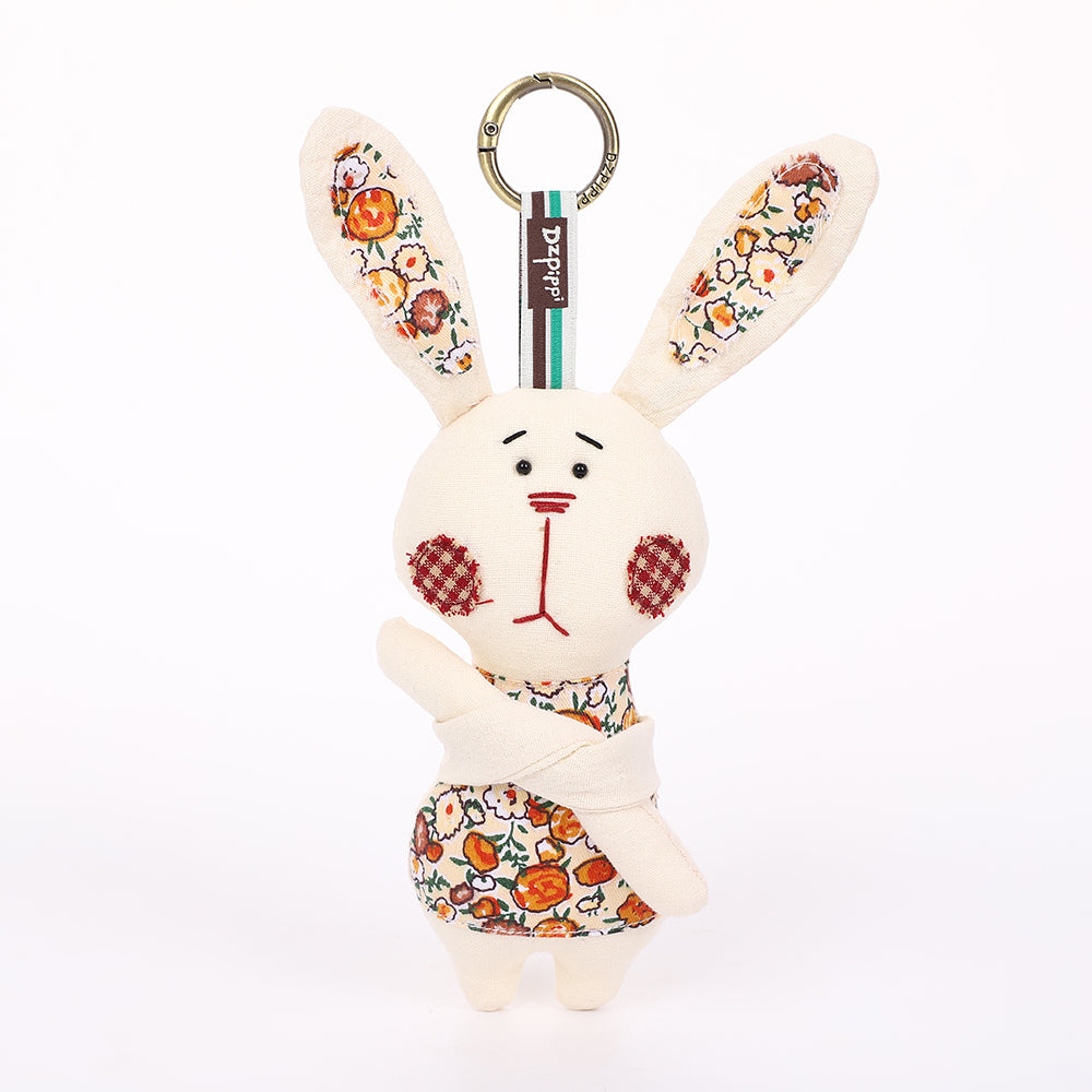Handmade Fabric Bunny Keychain - Cute Rabbit Bag Charm, 1 Pc