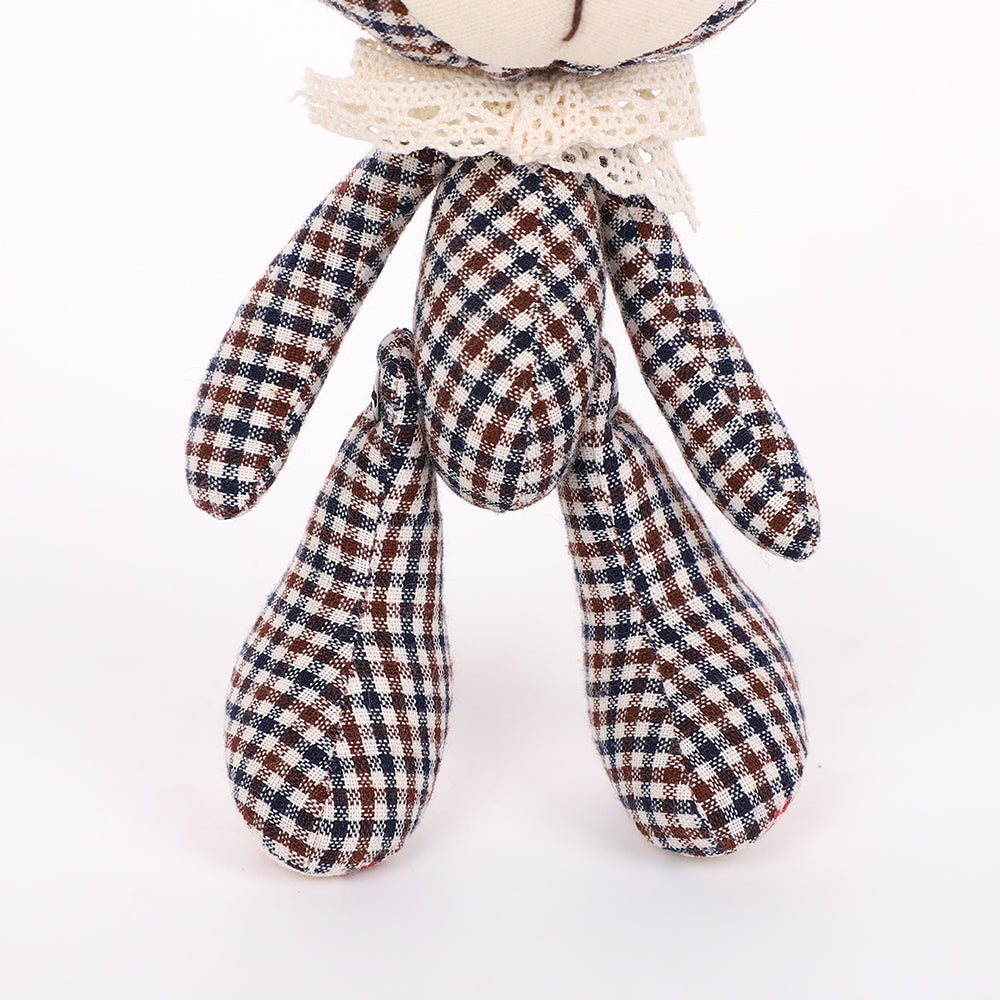 Handmade Fabric Bear Keychain - Plaid Teddy Bear Bag Charm, 1 Pc