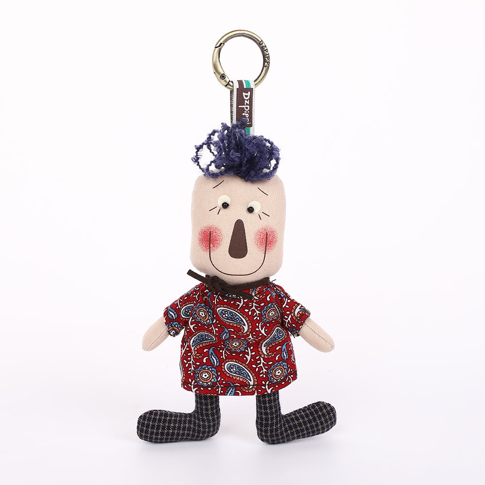 Handmade Fabric Boy Doll Keychain - Cute Cloth Bag Charm, 1 Pc
