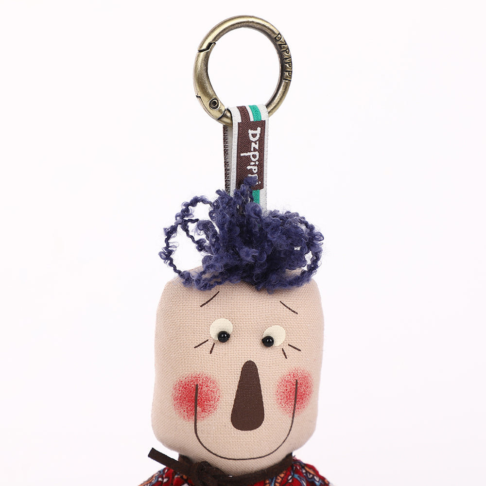 Handmade Fabric Boy Doll Keychain - Cute Cloth Bag Charm, 1 Pc