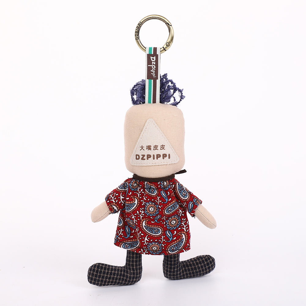 Handmade Fabric Boy Doll Keychain - Cute Cloth Bag Charm, 1 Pc