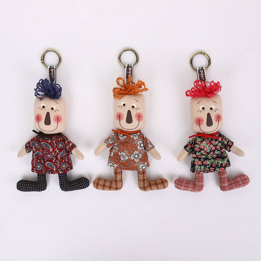 Handmade Fabric Boy Doll Keychain - Cute Cloth Bag Charm, 1 Pc
