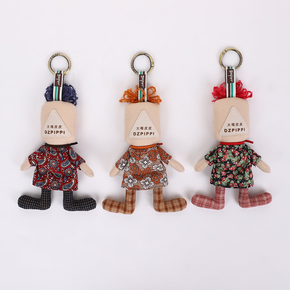 Handmade Fabric Boy Doll Keychain - Cute Cloth Bag Charm, 1 Pc