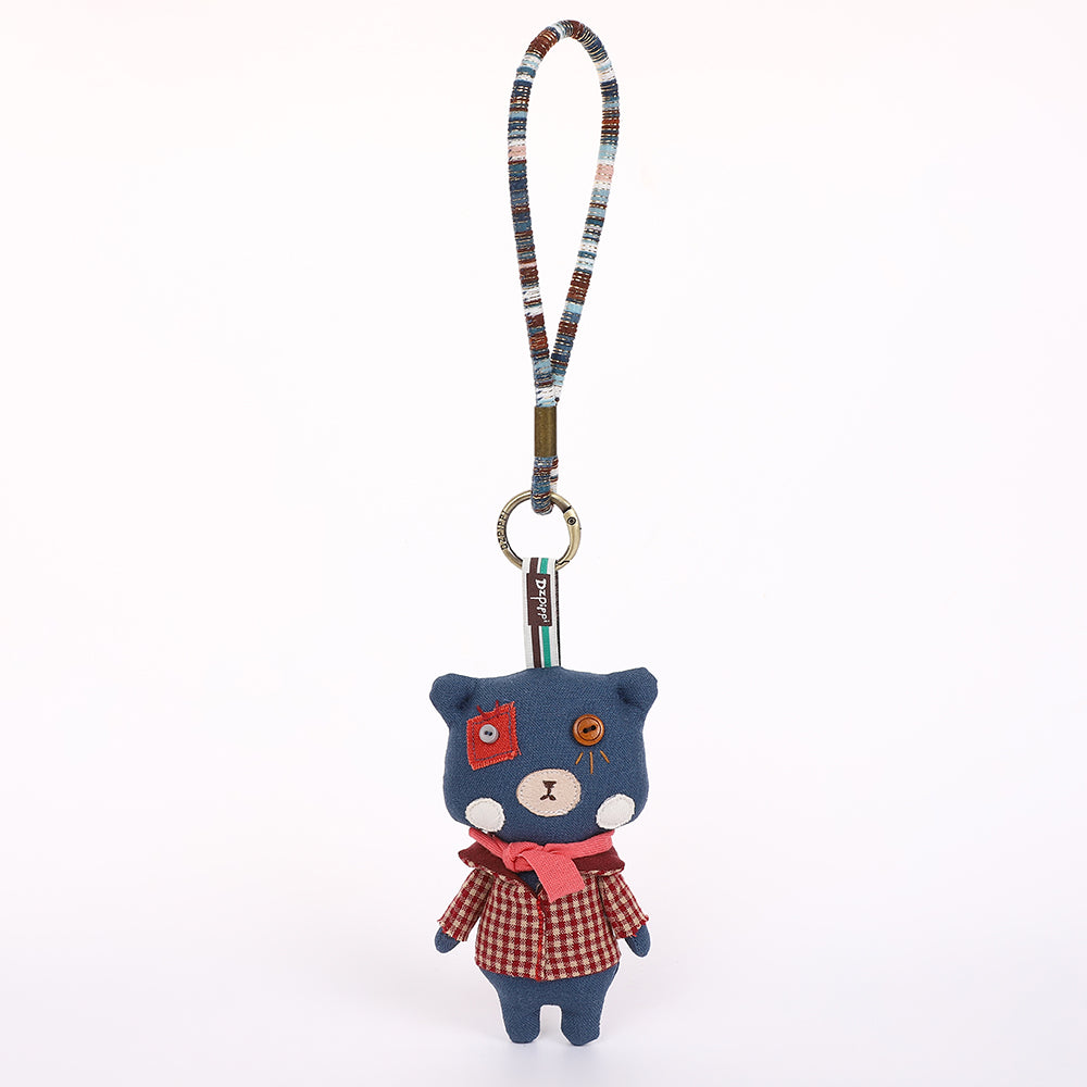 Handmade Fabric Cat Keychain - Cute Cloth Bag Charm, 1 Pc