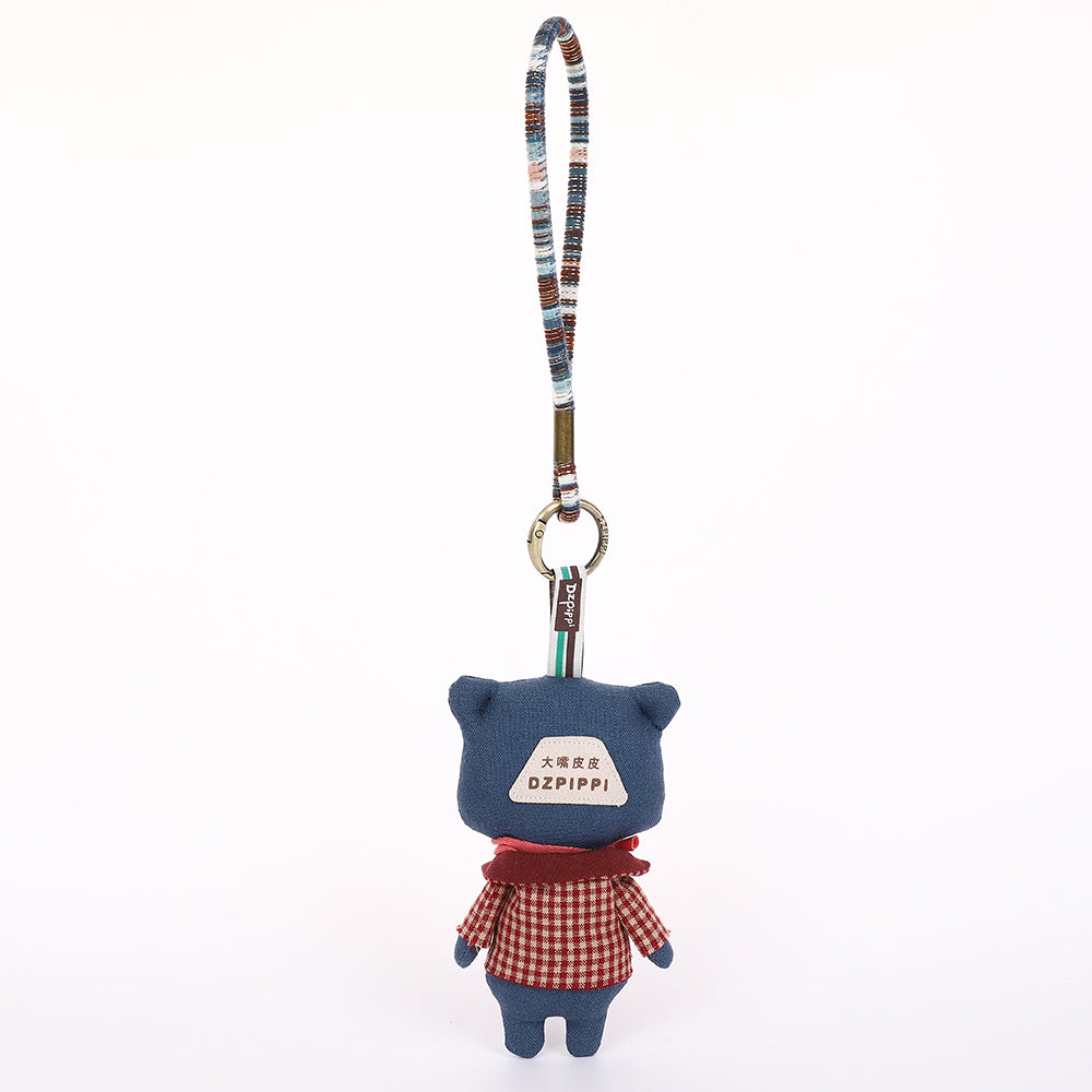 Handmade Fabric Cat Keychain - Cute Cloth Bag Charm, 1 Pc