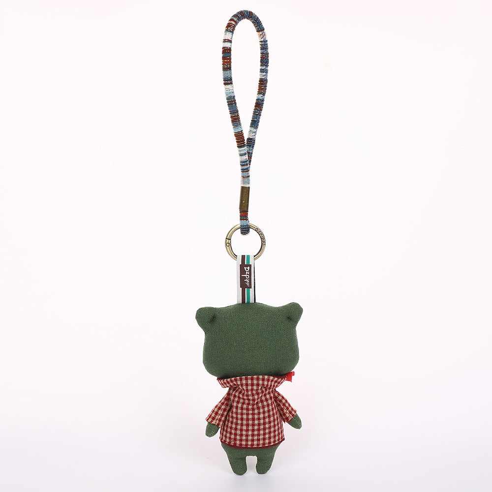 Handmade Fabric Cat Keychain - Cute Cloth Bag Charm, 1 Pc