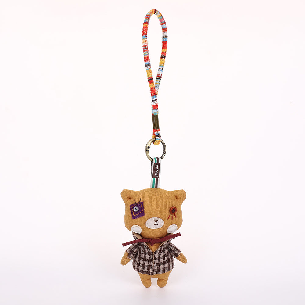 Handmade Fabric Cat Keychain - Cute Cloth Bag Charm, 1 Pc