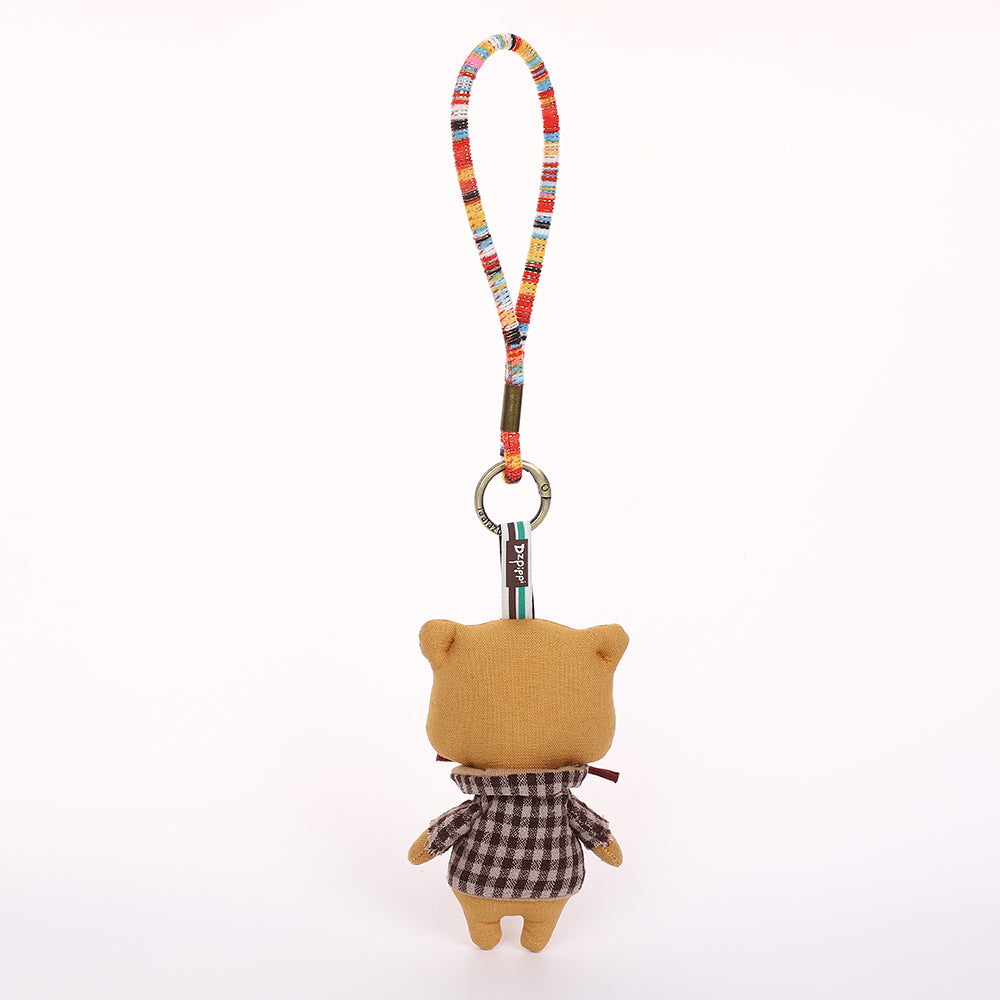 Handmade Fabric Cat Keychain - Cute Cloth Bag Charm, 1 Pc