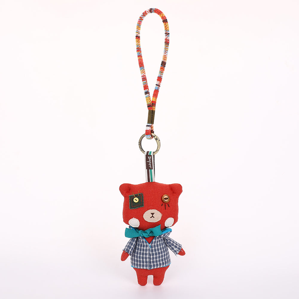 Handmade Fabric Cat Keychain - Cute Cloth Bag Charm, 1 Pc