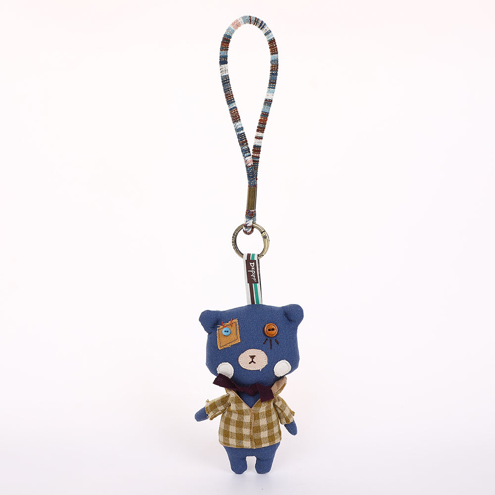 Handmade Fabric Cat Keychain - Cute Cloth Bag Charm, 1 Pc