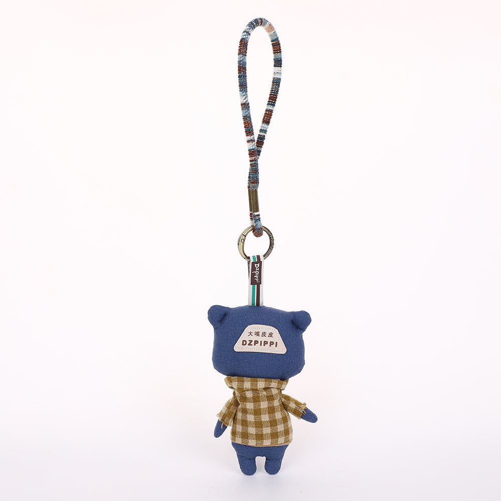 Handmade Fabric Cat Keychain - Cute Cloth Bag Charm, 1 Pc