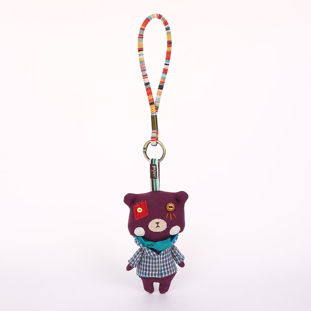 Handmade Fabric Cat Keychain - Cute Cloth Bag Charm, 1 Pc