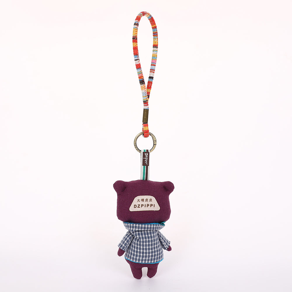 Handmade Fabric Cat Keychain - Cute Cloth Bag Charm, 1 Pc