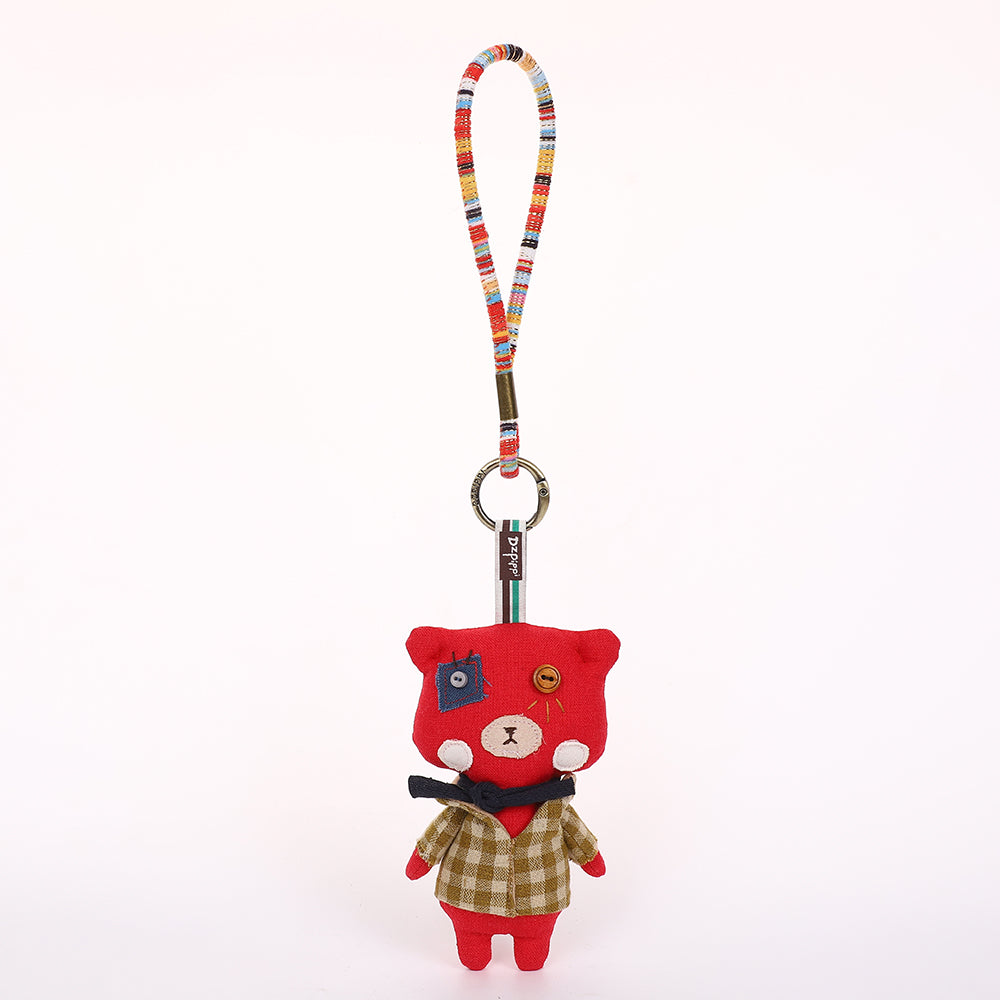 Handmade Fabric Cat Keychain - Cute Cloth Bag Charm, 1 Pc
