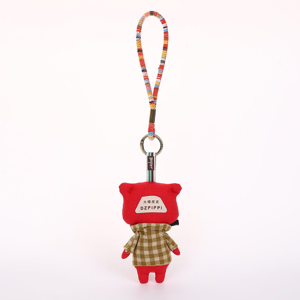 Handmade Fabric Cat Keychain - Cute Cloth Bag Charm, 1 Pc